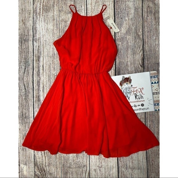 𝅺lush Bright Red Flawless Mini Dress Size Small NWT - Picture 1 of 11